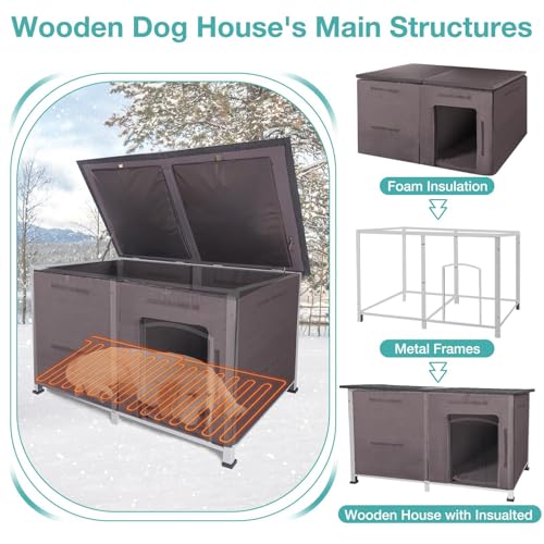 59" Extra Large Outdoor Dog House with Insulated Liner