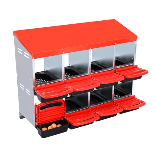 Chicken Nesting Box (Red- 8 compartment)