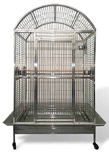 Large 304 Stainless Steel Bird Parrot Amazon Cockatoo African Grey Mini Macaw Cage Wire Dome Top