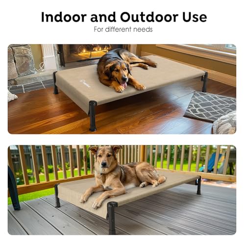Cooling Outdoor Dog Bed (Beige Coffee - Hem / 47.0"L x 29.0"W x 8.0"Th)