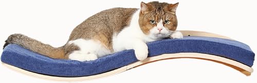 Cat Wall Shelves for Large Cats (Wood Shelf+Bule Cushion)