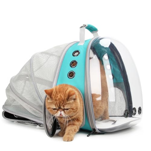 Expandable Bubble Cat Carrier Backpack (Back Expandable-Green)