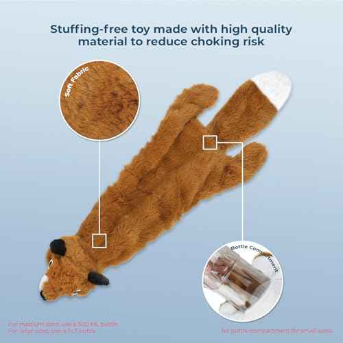 2-in-1 Stuffless Squeaky Dog Toy - Fox, Large (Brown/Fox / Large)