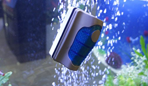 Magnetic Aquarium Fish Tank Glass Algae Glass Cleaner Scrubber Floating Clean Brush (L / Blue)