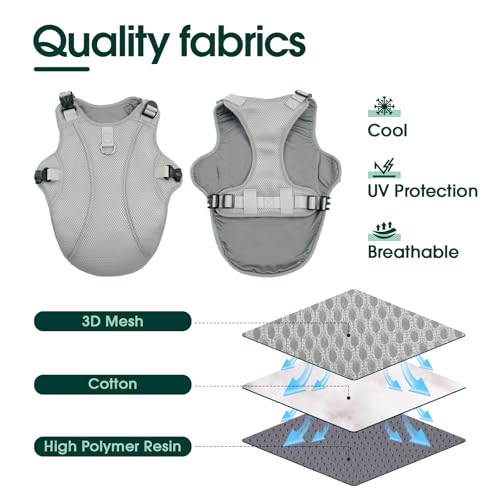 Dog Cooling Vest for Large Dogs with with Sun Protection (Xxl (Chest Girth:31.1'') / Mist Gray)