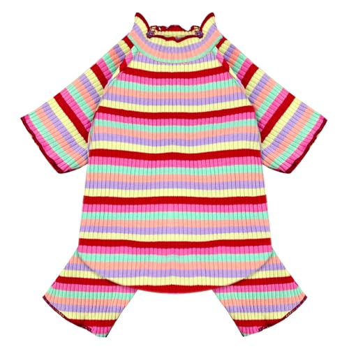 Striped Dog Pajamas Stretchy Cute Four (Red / X-Small)