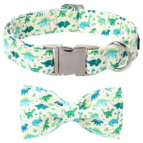 Dinosaur Dog Collar with Bowtie (Dinosaur / Small (Pack of 1))