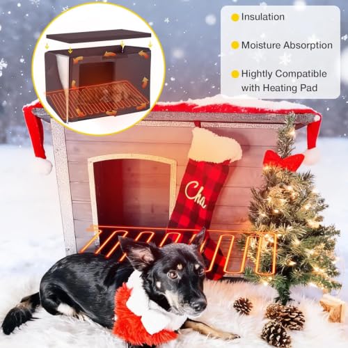 Dog House with Insulated Liner (33.5"Grey(With Insulated Liner))