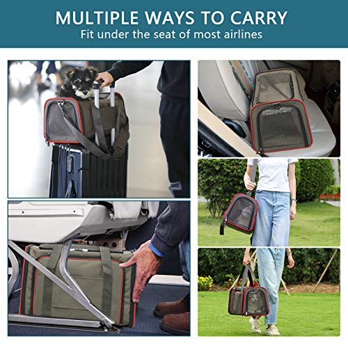 Expandable Cat Carrier Dog Carriers (19.0"L x 12.0"W x 12.0"H / Gray brown)