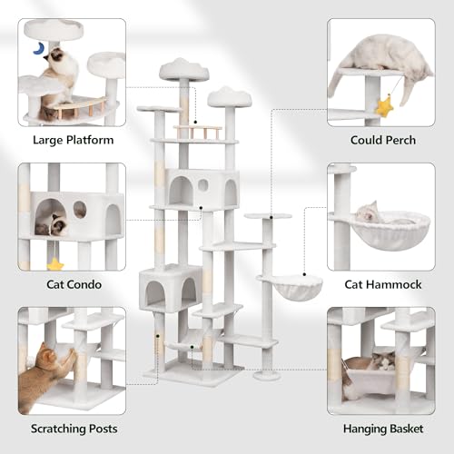79in Large White Cat Tree (White)