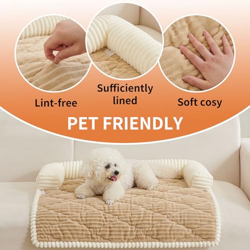 Dog Couch Bed for Medium Dogs (Khaki / Medium(33.46"L X 30.7"W X 5.5"Th))