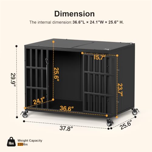 38" Heavy Duty Dog Crate for Large and Medium Dogs (37.8"L x 25.6"W x 29.9"H)