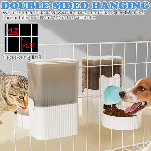 Rabbit Gravity Auto Feeder Set 35oz Hanging Automatic Food Water Dispenser Cage Automatic Feeder Set for Rabbit Chinchilla Guinea Pig Hedgehog Ferret Kitty Puppy (Blue)