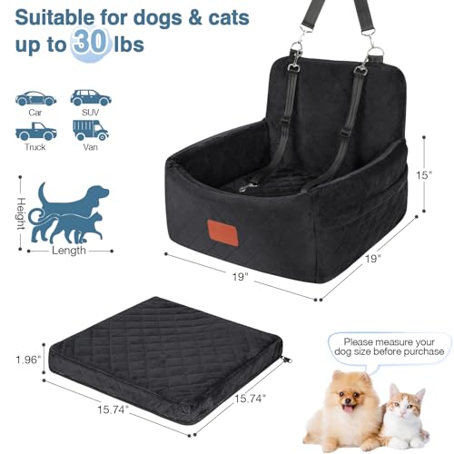 Dog Car Seat for Small Dogs Under 30lbs (Black / Small)