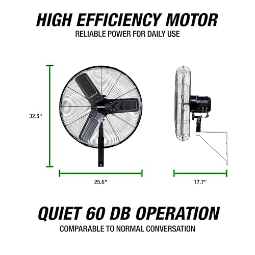 24 Inch Oscillating Wall Fan 5500 CFM 60° Oscillation for Cooling (New 24" Indoor Fan)