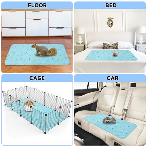 2 Pack Washable Guinea Pig Pee Pads (Leaves - Sky Blue / 24x48 Inch (Pack of 2))