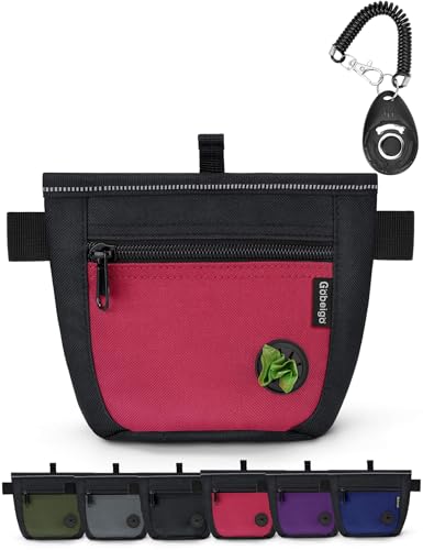 2 Cup Dog Treat Pouch with Training Clicker (G-Black/Red)