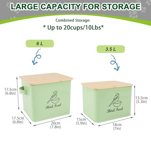 Bird Seed Storage Container Set of 2 (Green(Bird Feed))