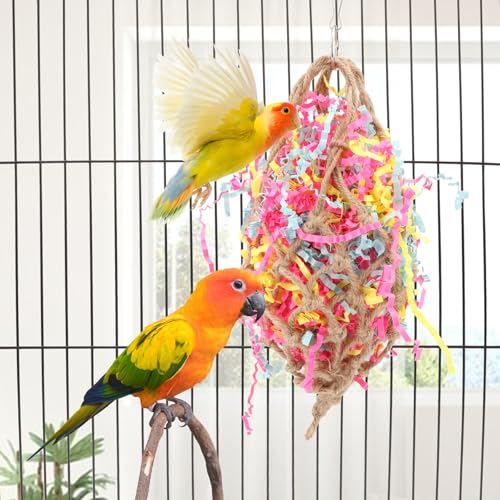 Bird Shredding Foraging Toy Parrot Cage Hanging Paper Chew Toy (Shredding Toy)