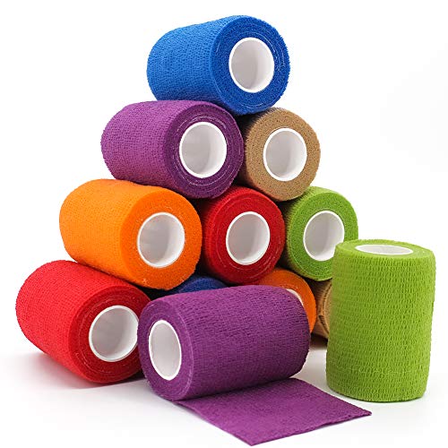 12 Rolls Elastic Self Adhesive Bandage Wrap 3 Inch (3 Inch-12 Count Color)