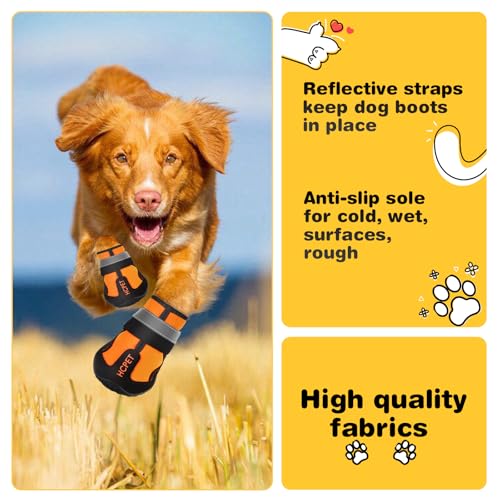 Dog Boots Dog Shoes for Large Dogs (Orang / Width 1.77 in)