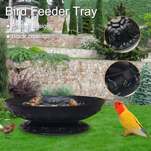 Ground Platform Bird Feeder Tray (black-2 pack)