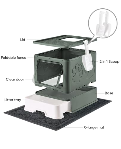 Cat Litter Box with X (Upgrade Olive Green)