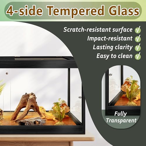Bearded Dragon Tank 75 Gallon (Black / 75 Gallon (47x18x18) Inch)