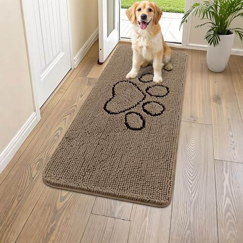 Dog Door Mat for Muddy Paws (47"X24" / Camel and Black)