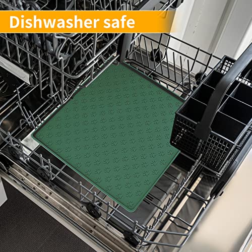 2 Pack Pet Placemat for Dog and Cat (11.8"L x 11.8"W - 2 Pack / Hunter Green)