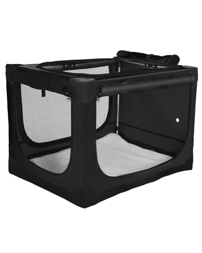 33 x 25 x 25 Inch Collapsible Soft Dog Crate for Dogs Up to 70 lbs (33.0"L x 25.0"W x 25.0"H / Black)