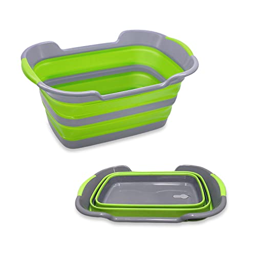 Multipurpose Collapsible Pet Bathtub with Drainage Hole for Puppy Small Dogs Cats (Green)