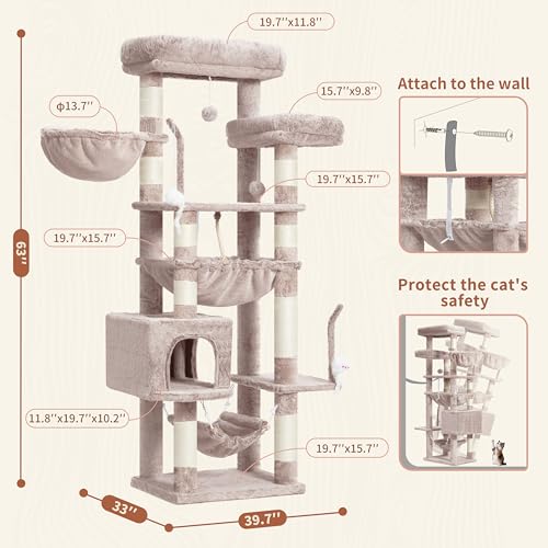 Cat Tree 63'' Cat Tower for Large Cats (63 inch / Muchroom)