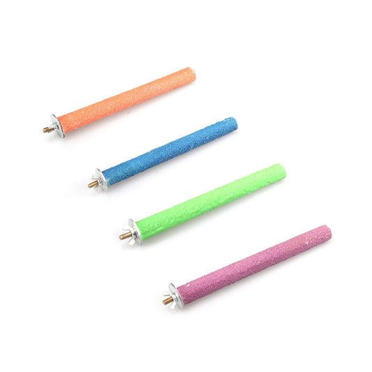 1Pc Random Color Bird Perch Stand Toy Wood Parrot Perch Stand Grinding Claw Sticks Sanded Surface Cage Toy for Parakeets Finches Parakeet Toys