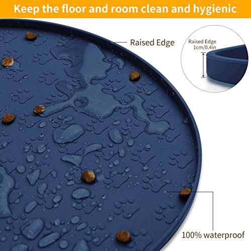 Dog Food Mat Spill (Navy Blue / 19"L x 12"W)