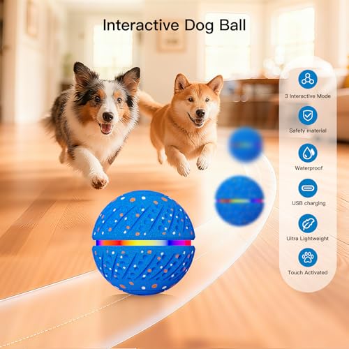 Interactive Smart Moving Dog Ball Toy (Blue / Medium)