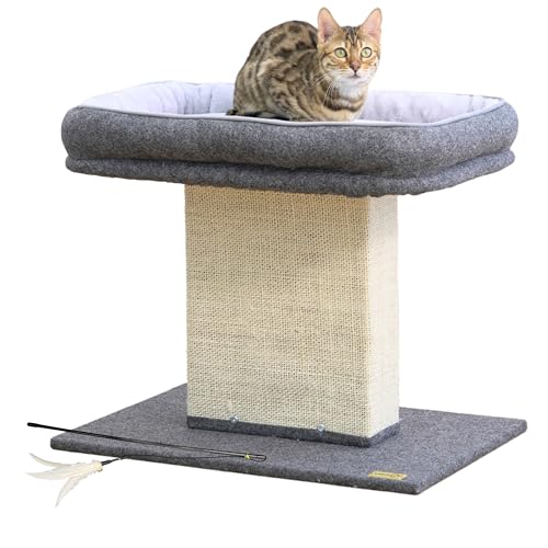 Cat Perch with Washable Replaceable Bed & Wide Sisal Scratching Post