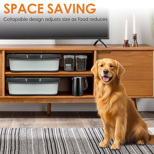 35lbs Collapsible Dog Food Storage Container (Grey-35lbs)