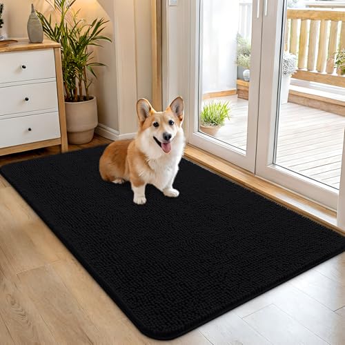 Dog Door Mat for Muddy Paws 45x27 (Black / 45" X 27")