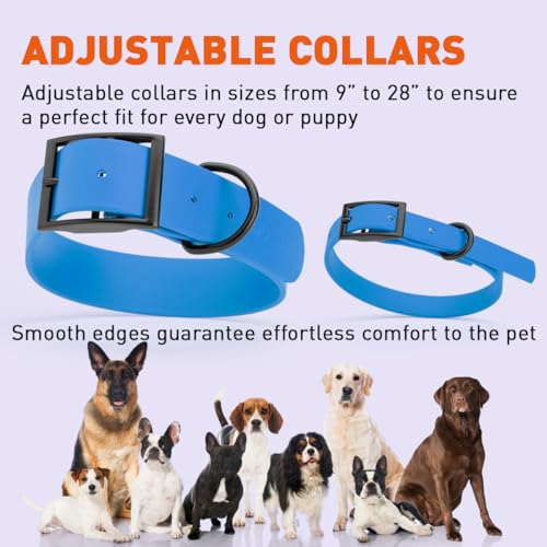 Biothane Waterproof Dog Collar Strong Coated Nylon Webbing with Black Hardware Odor (W1" x L22"-25" / Cerulean Blue)