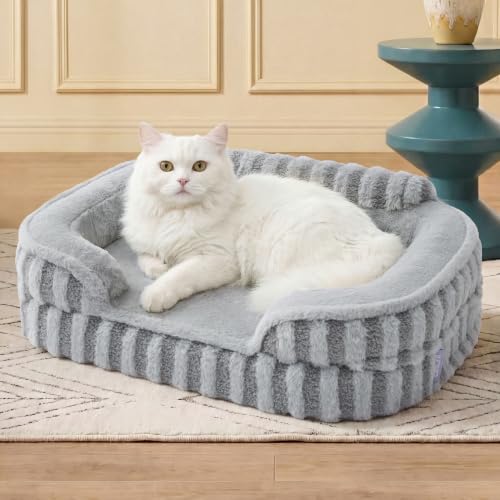 Cute Cozy High Back Orthopedic Small Dog Bed with Sides (24.0"l X 18.0"w X 6.0"th / Grey)