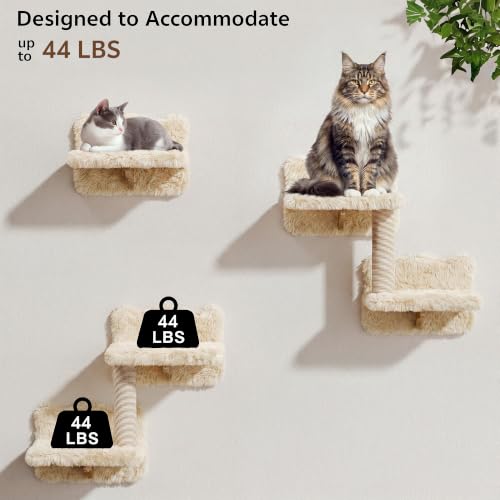 9-in-1 Cat Wall Shelves, Cat Wall Furniture Set with Bridge, Beige (Beige / 9-in-1)