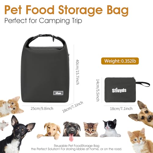 Travel Dog Food Container Pet Food Storage Bag Containers 2PCS Collapsible Travel Dog Bowls Waterproof Camping Storage Essentials Kibble Carrier 20L Easy to Clean (Black / 20L)