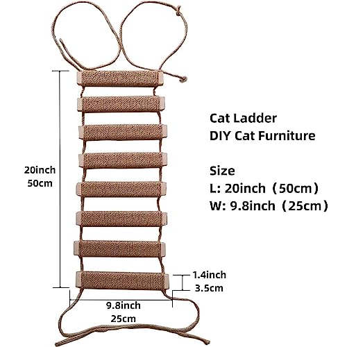 Outdoor Cat Tree with Wall Climbing Bridge & Rope Ladder (Classic Natural Wood / 20in)