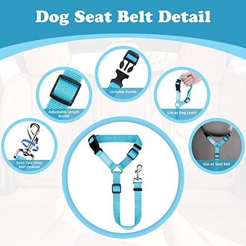 2 Pack Dog Seat Belt for Car (Blue)