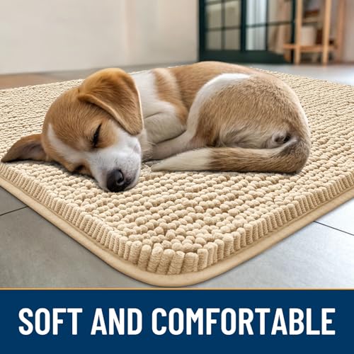 Dog Door Mat for Muddy Paws 70x35 (Beige / 70"X35")