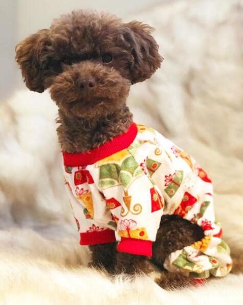 Small Dogs Christmas Outfit Soft Puppy Onesies Pjs Dog Pajamas Pet Coat Cat Apparel Comfy Doggie Jumpsuit Bodysuit for All Seasons (Xmas17 / Large)