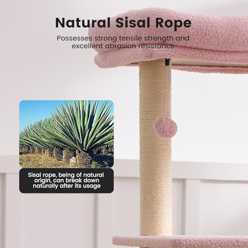 65in Large Cat Tree Heavy Duty Tower Condo & Sisal Posts for Cats (Pink&Green / 65 in)
