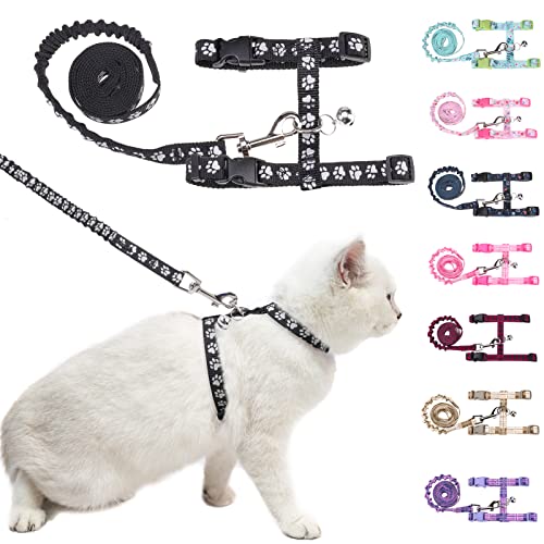 Cat Harness and Leash Set (Small(Chest: 10"-15") / Black_Reflective)