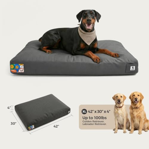 42 Inch Indestructible Dog Bed for Aggressive Chewers (Dark Grey / X-Large)